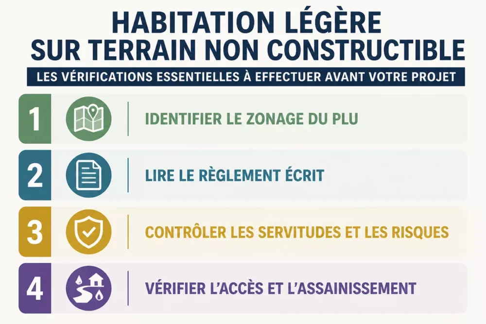 Schéma des documents à vérifier pour une habitation légère sur terrain non constructible
