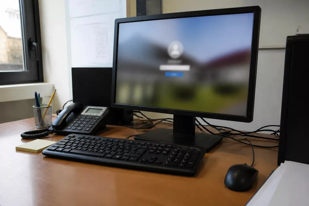 Poste informatique professionnel utilisé pour vérifier un problème de connexion IntraParis
