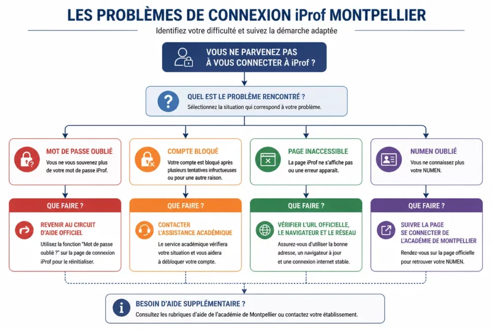 Flowchart des problèmes de connexion iProf Montpellier