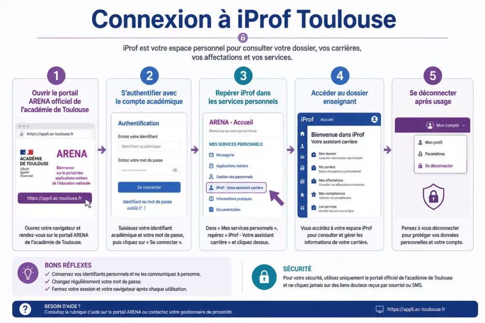 Schéma de connexion iProf Toulouse via le portail ARENA