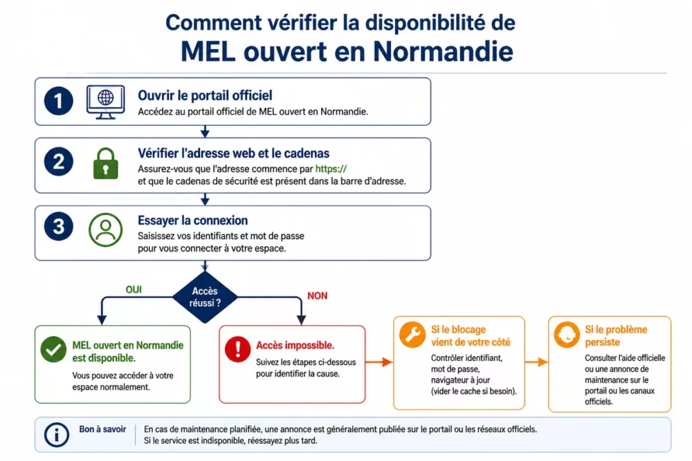 Schéma de vérification pour savoir si MEL est disponible aujourd’hui en Normandie.