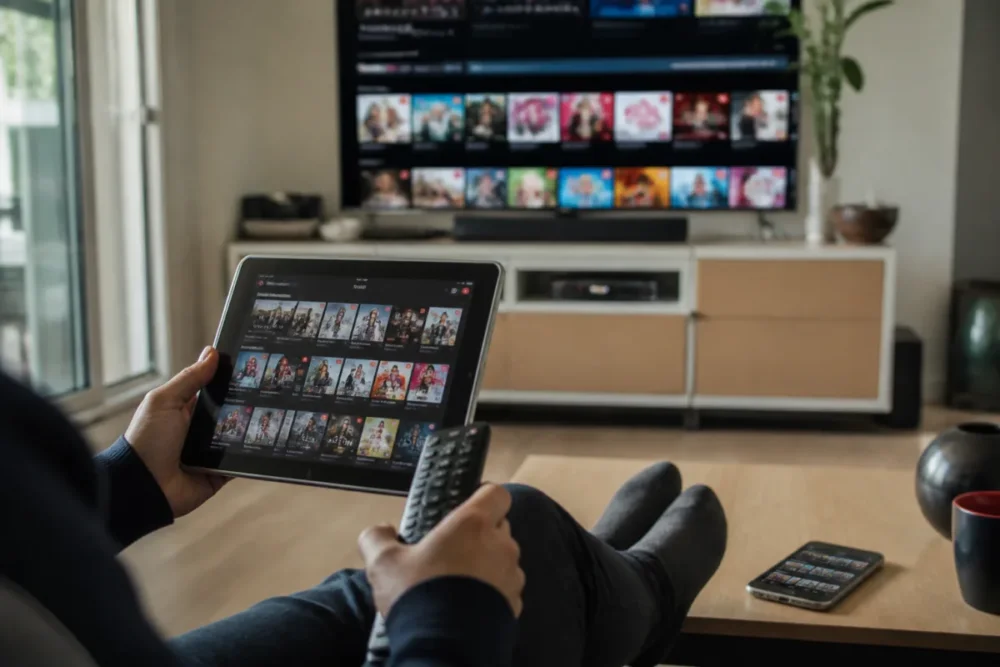 Salon avec télécommande et appareils pour choisir une alternative légale à Nozgap