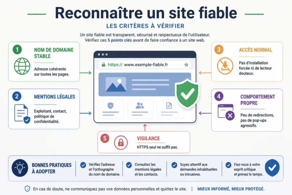 Schéma des critères pour reconnaître un site Nozgap fiable