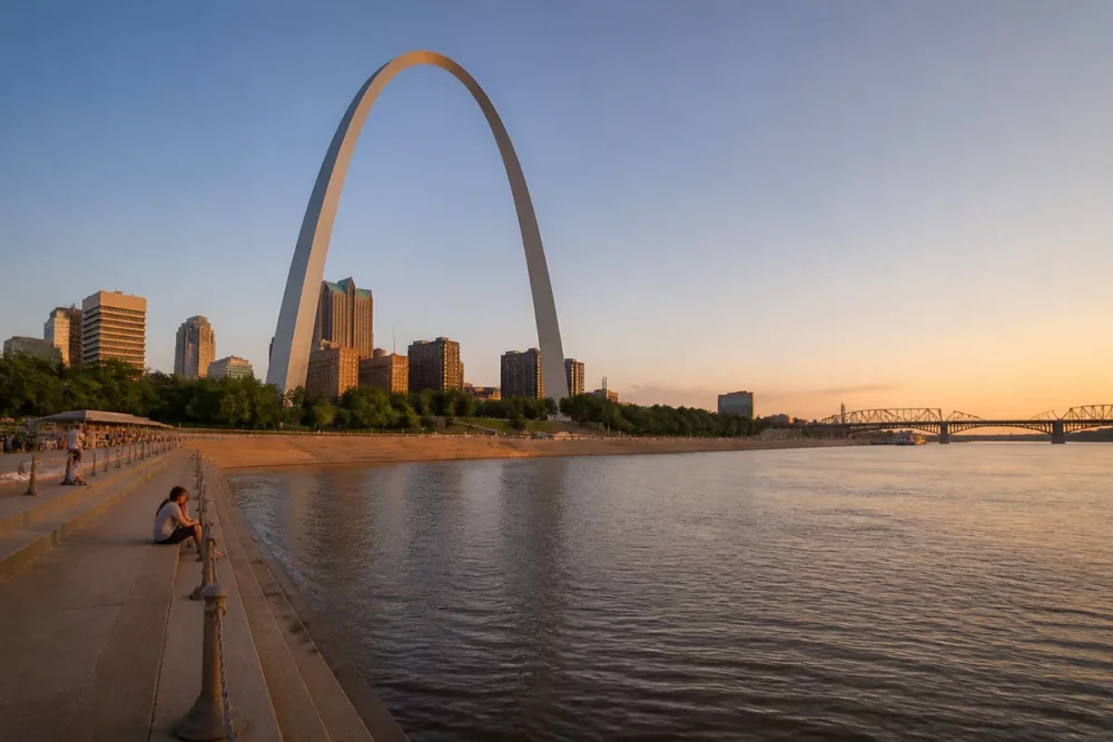 Gateway Arch au bord du Mississippi lors d’une visite de Saint-Louis dans le Missouri.