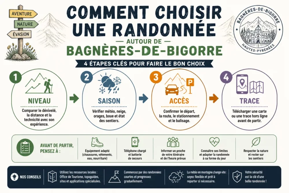 Processus pour choisir une randonnée autour de Bagnères-de-Bigorre