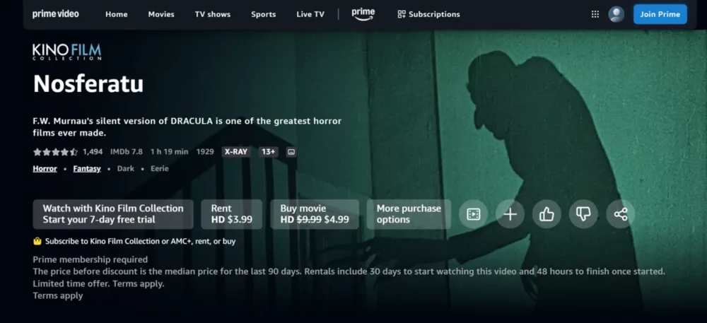service Prime Video de streaming légal pour comparer avec Domgrav