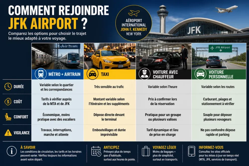 Comparison of transportation options to JFK Terminal 5 in Queens