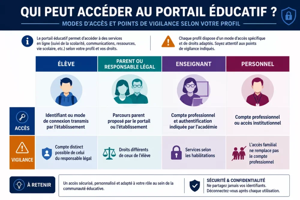 Infographie des parcours de connexion Toutatice selon le profil utilisateur.