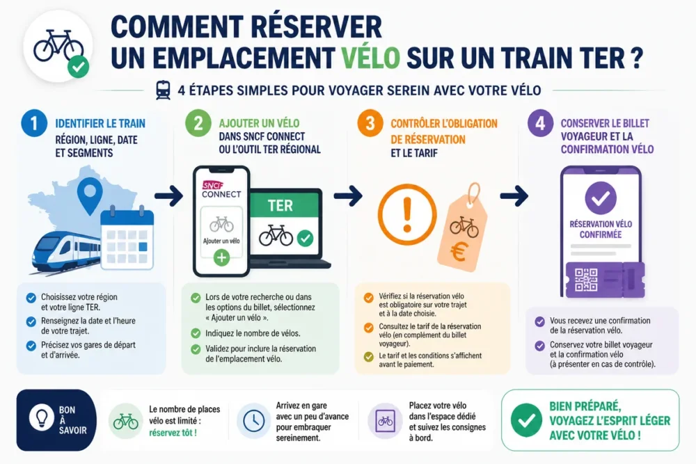 Schéma du processus de réservation d’une place vélo dans un TER