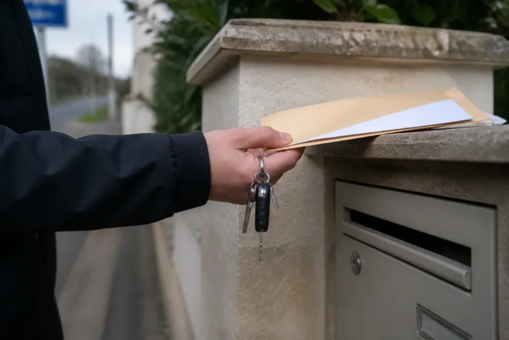 Boîte aux lettres et trousseau de clés lors d’un déménagement à Fargues-Saint-Hilaire