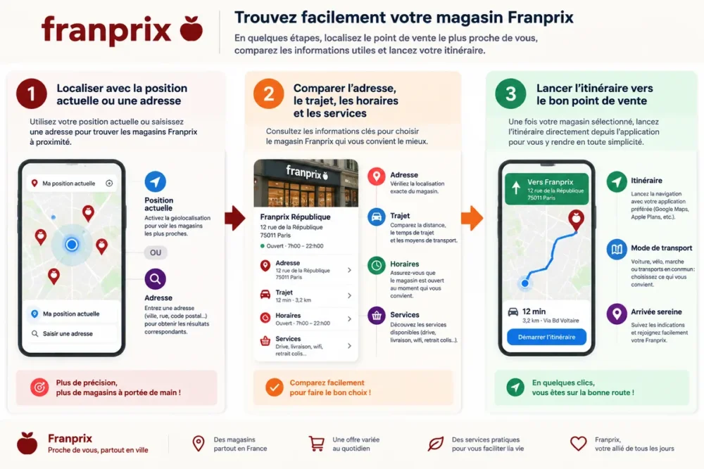 Recherche d’un magasin Franprix près de moi par adresse et code postal
