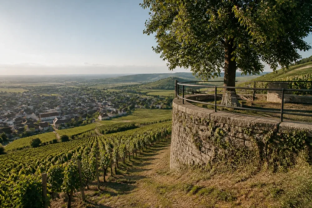 Vue de Hautvillers et des vignobles de Champagne près d’Épernay